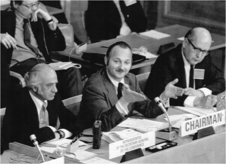 Maurice Strong at Stockholm U.N. Conference, 1972